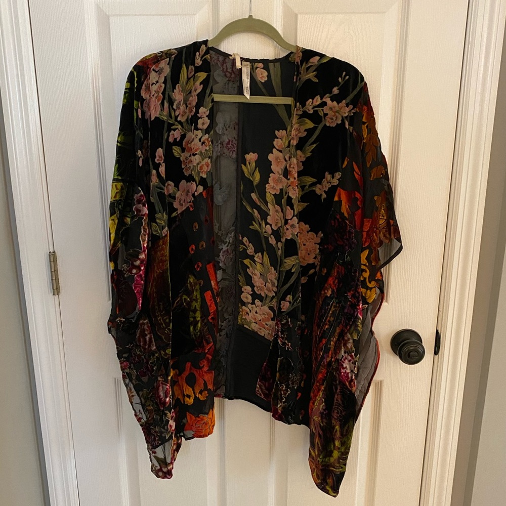 ANTHROPOLOGIE Velvet/Sheer Kimono Duster